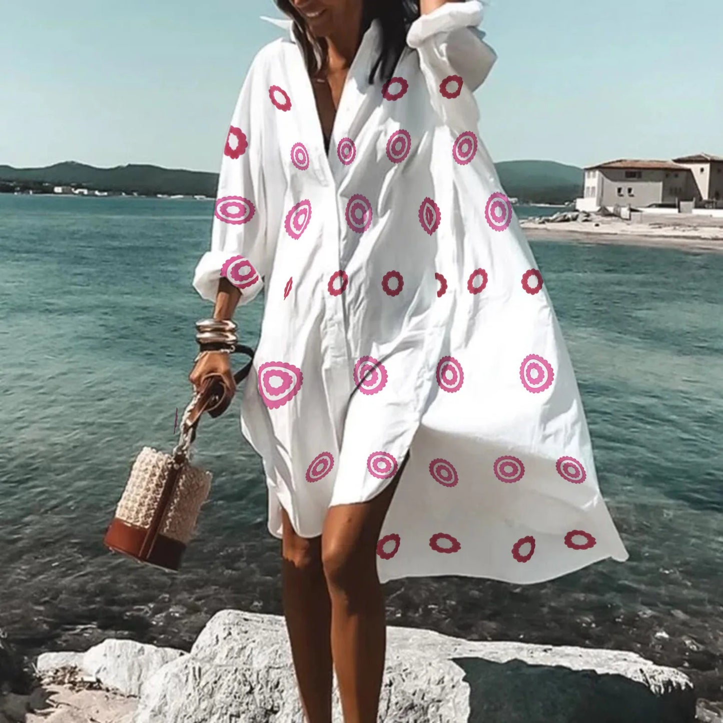 Hot 2023 Long Loose for Beach Women Swimsuit Cover-ups Woman Swimwear Bikini Cover up Beachwear Blouse Saida de Praia