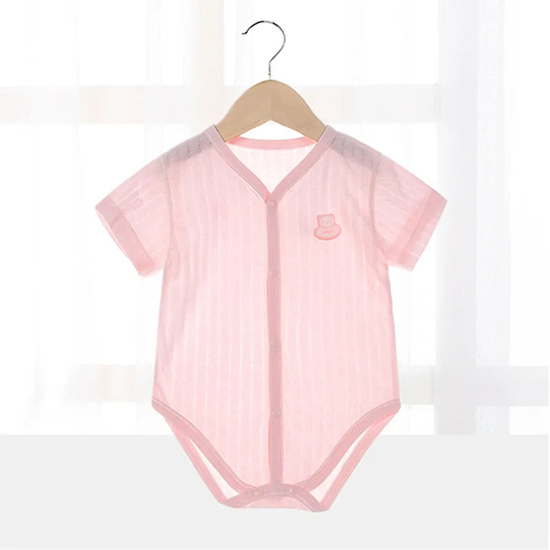 Newborn Baby Bodysuits for Boy Girl Summer Thin Outwear Casual Short Sleeve Toddler Kids Jumpsuits Children Clothes