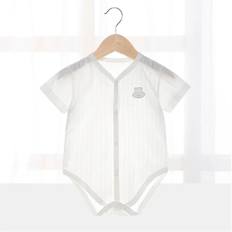 Newborn Baby Bodysuits for Boy Girl Summer Thin Outwear Casual Short Sleeve Toddler Kids Jumpsuits Children Clothes