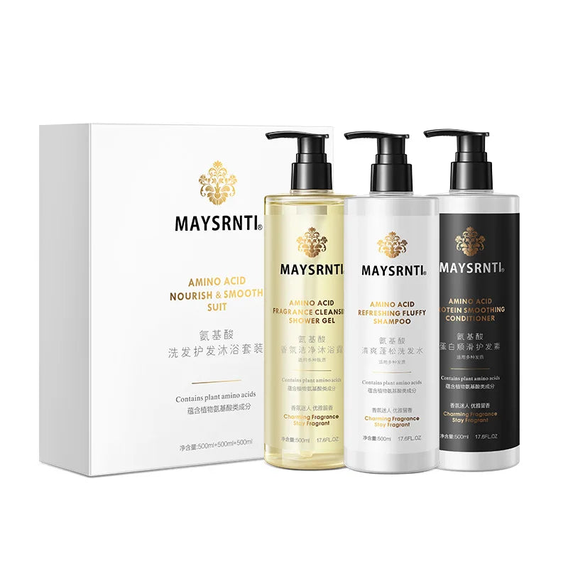 Professional Hair Care Set - Amino Acid Shampoo, Shower Gel, Conditioner - Oil Control Combo