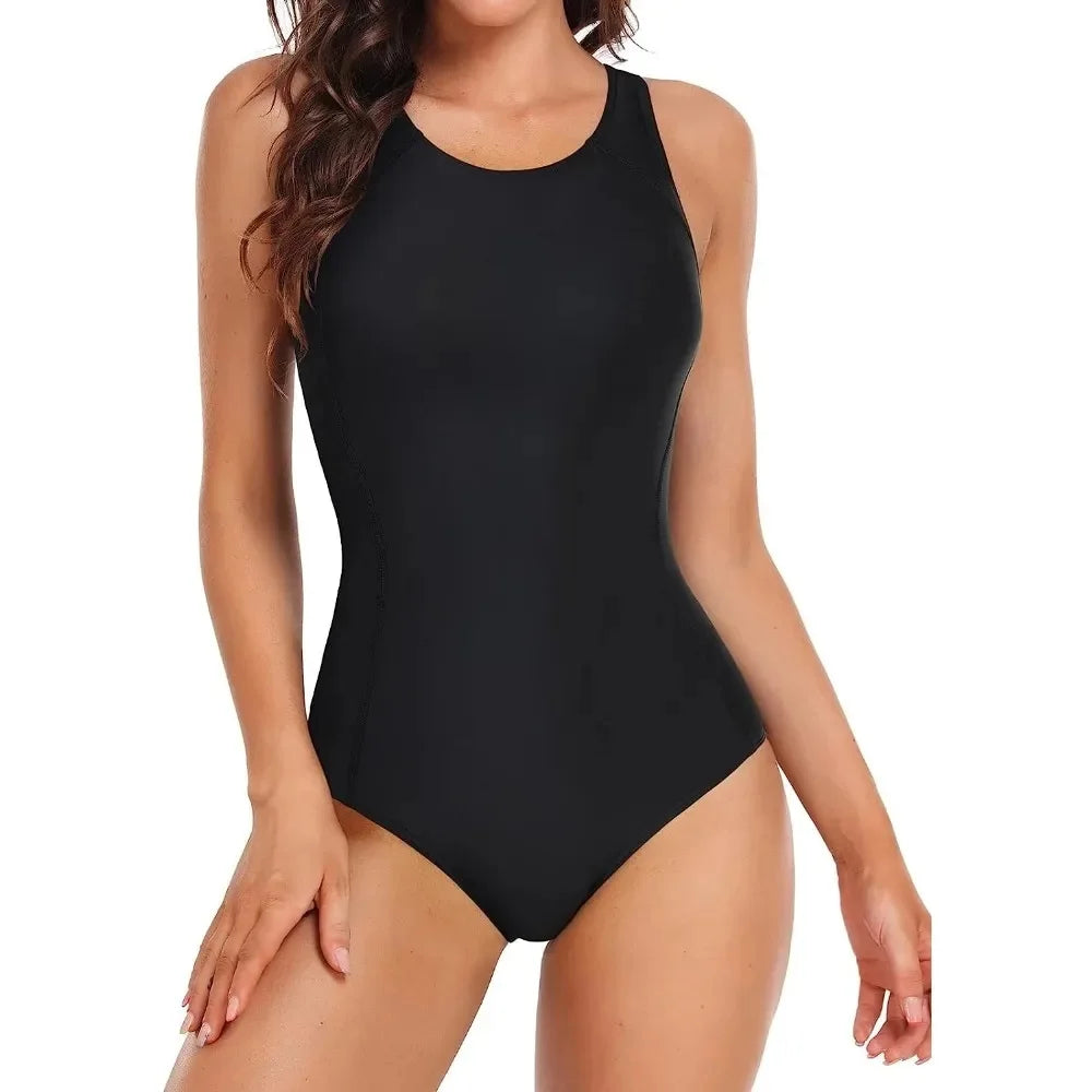 One-piece Sports Swimsuit Athletic Fashion Hollow Out Back Swimming Wear