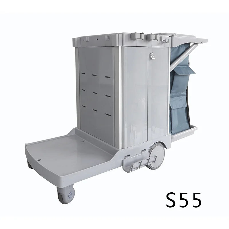 Wholesale Restaurant Service Multifunction Hotel Plastic Housekeeping Serving Folding Cleaning Trolley Janitorial Cart