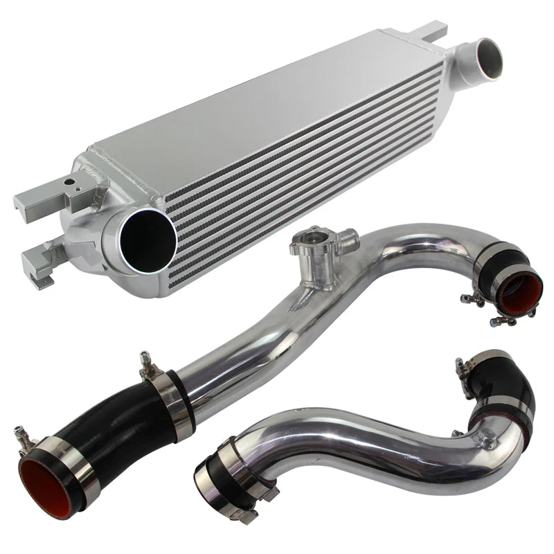 Aluminum Performance Intercooler with Pipe Kit Fit for Ford Mustang Ecoboost 2.3L 2015-2022 Black/Silver