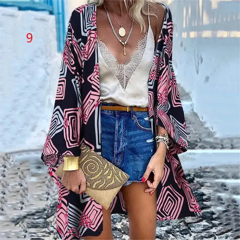 Bikini Cover Up Cardigan Swimsuit Woman Beach Cover Up Swimwear Women Long Sleeved Kimonos Beachwear