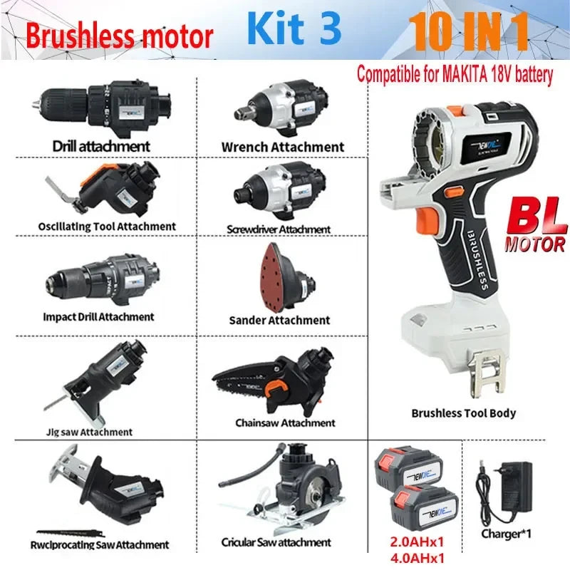 12-in-1 combo kit Cordless Brushless Recip Saw Jig saw Circular Saw Chainsaw Oscillating Tool Screw Driver For makita Battery