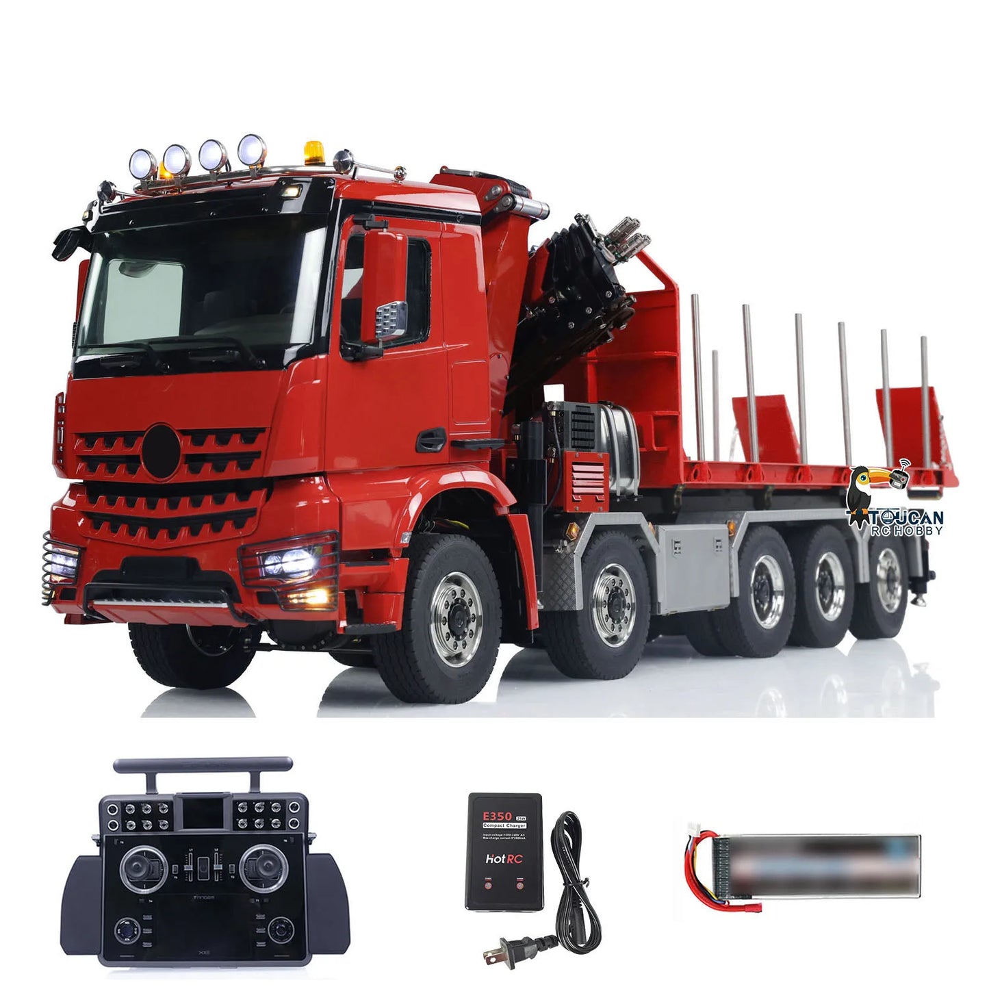 1/14 10x10 Metal Hydraulic Crane RC Full Dump Truck Lorry Remote Control Finished Car Rear Axle Steering XELite Light Sound Toys