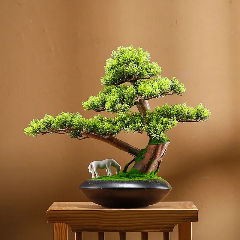 Simulation Welcome Pine Bonsai Plants Small Tree Flower Pots Fake Plants Bedroom Table Decoration Flower Pots Garden Decoration