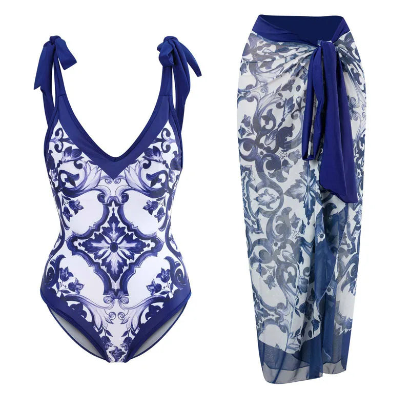 2-Piece Women Bikini Set Swimwear Push Up Floral Printed Ruffle Beachwear