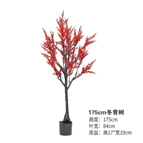 Simulation Persimmon Holly Fake Tree Fake Flower Potted Green Plant Indoor Living Room Window Decorative Ornament