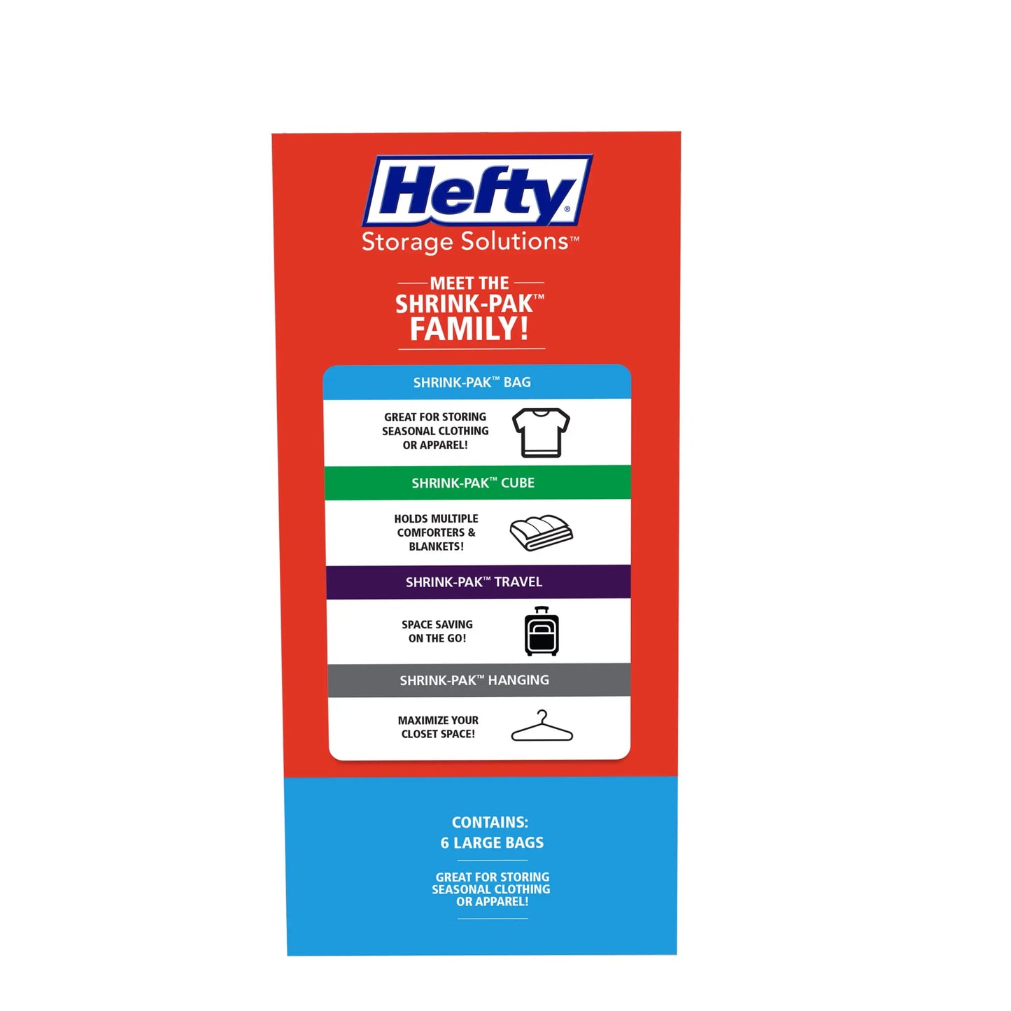 Hefty SHRINK-PAK 6 Large Vacuum Storage Bags