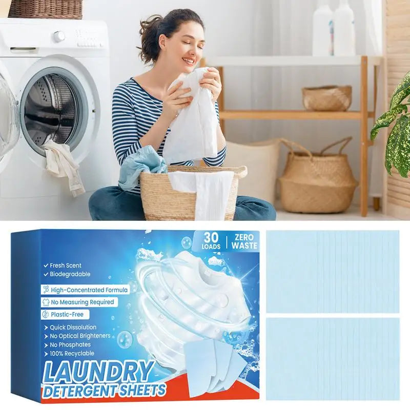 Laundry Tablets Laundry Detergent Power Tablet Pods 30pcs Gentle Eco Friendly Natural For Apartments Dorms Laundry Sheets