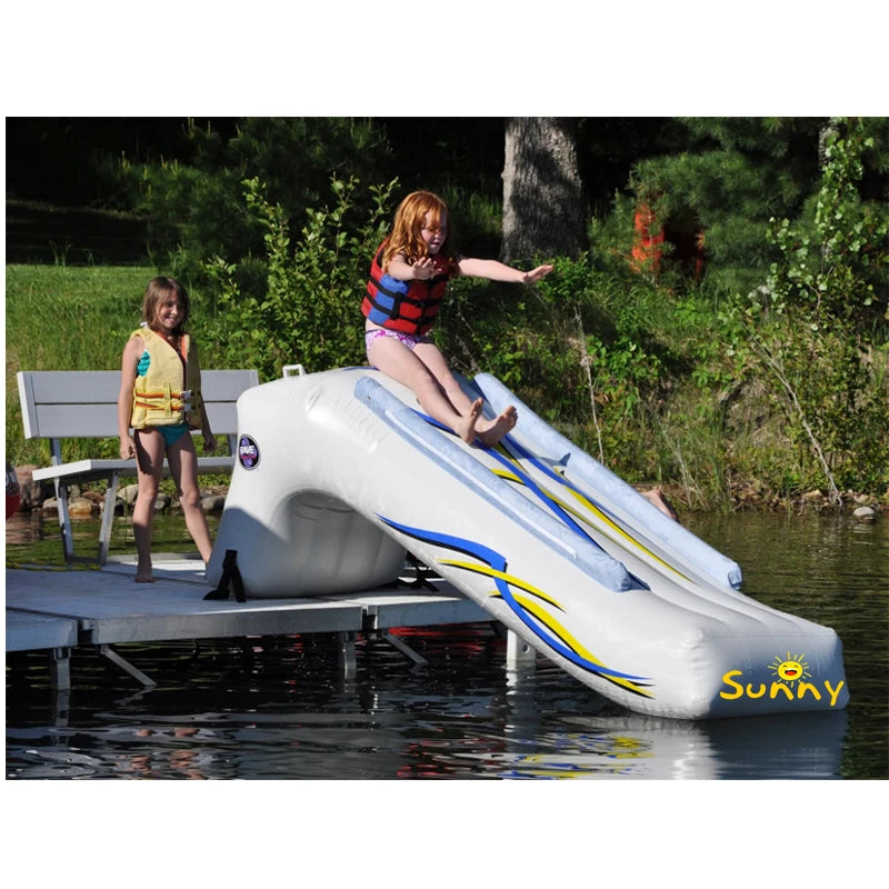 floating inflatable water slide yacht slide dock Free fall Inflatable boat dock slide