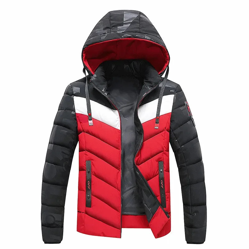 Parkas Men Coat Outwear Thick Warm Parkas Jacket Coat Men Casual Windbreaker Patchwork Hooded Parkas Jacket Men