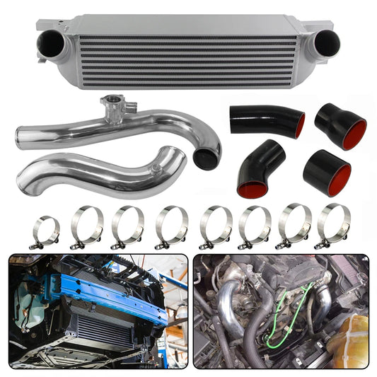 Aluminum Performance Intercooler with Pipe Kit Fit for Ford Mustang Ecoboost 2.3L 2015-2022 Black/Silver