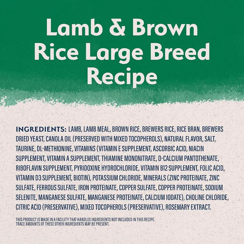 Natural Balance L.I.D. Limited Ingredient Diets Lamb & Brown Rice Large Breed Formula Dry Dog Food, 26 lbs.