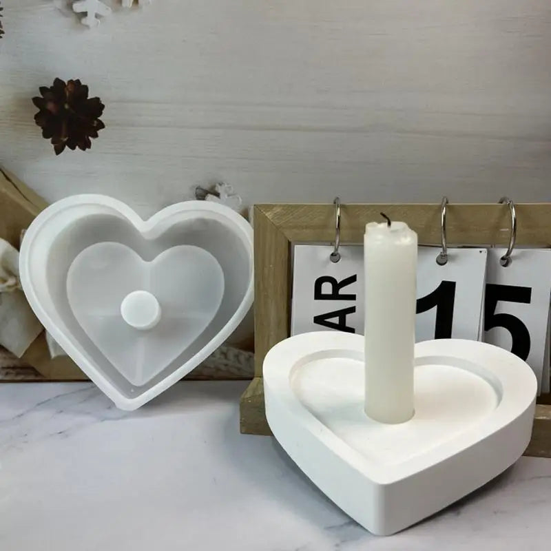 Heart Shape Candlestick Plaster Silicone Mold Candle Holder Concrete Cement Mold DIY Handmade Resin Craft Mould Home Decoration