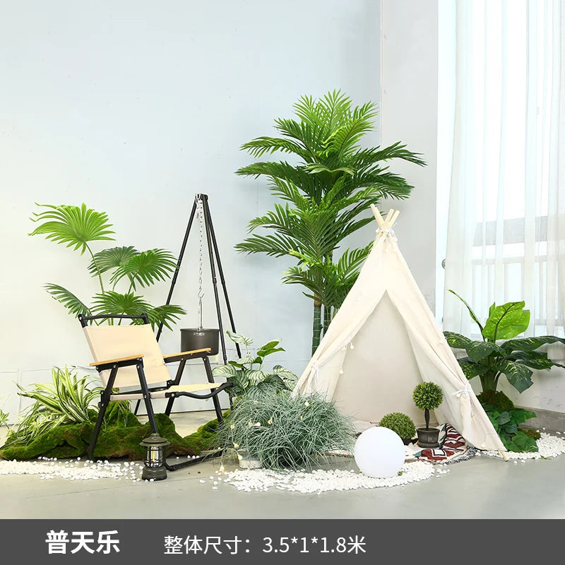 Simulation of green plant landscaping camping combined balcony landscape indoor fake green plant window decoration stair corner