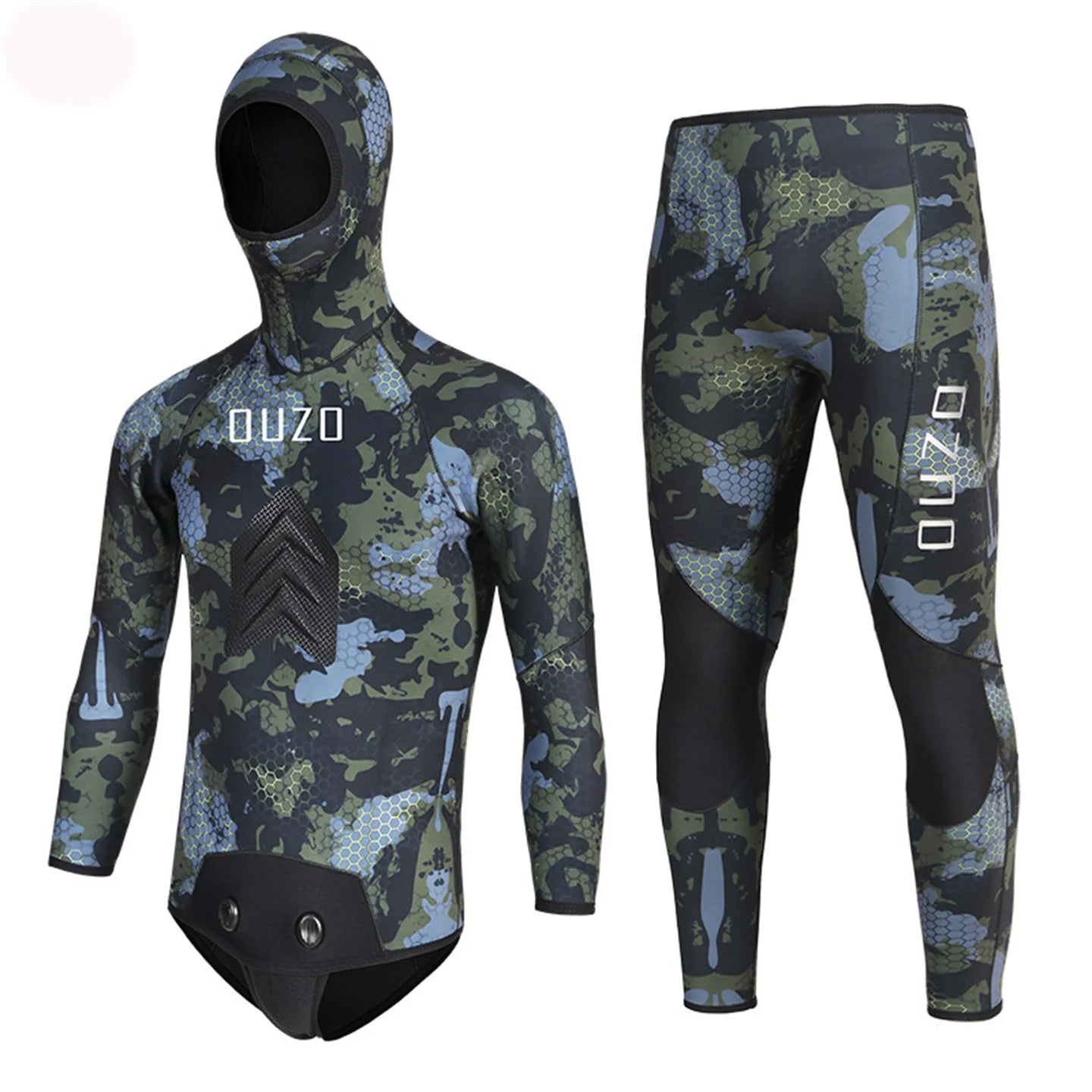 3.5MM Neoprene Leather Lining Camouflage Scuba Spearfishing Wetsuit Men 2 Pieces Separate Set Diving Suit Deepwater Swimsuit