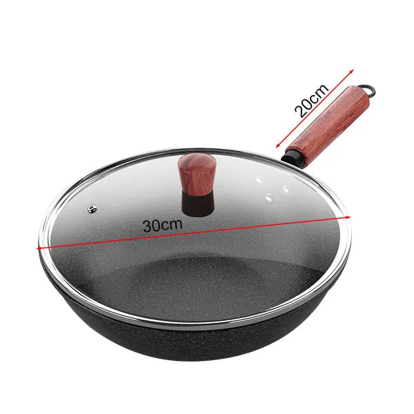 12'' Nonstick Skillet Frying Pan Kitchen Woks Pan Egg Omelette Pan Large Frying Pans Granite Coating Cooker Induction Compatible