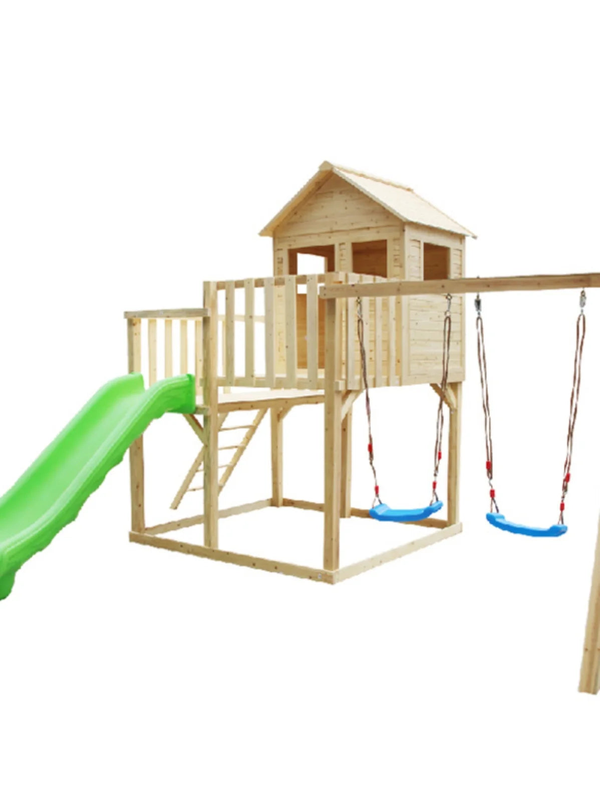 Outdoor  household antiseptic wood playground equipment, kindergarten, outdoor tree house, swing, log cabin, slide slide custom