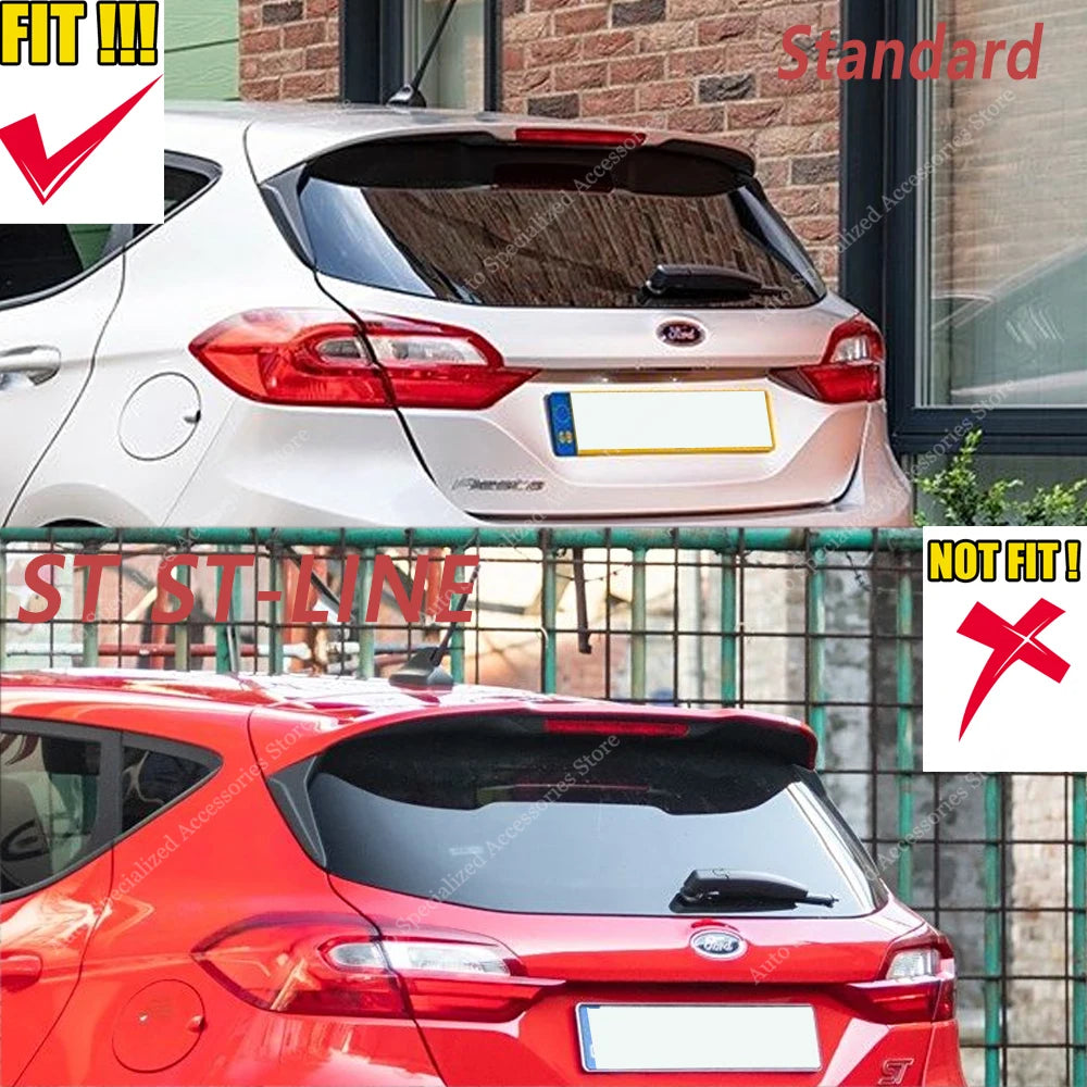 Gloss Black Rear Spoiler Wing For Ford Fiesta MK8 B479 1.1 1.5 s/s 2018-2024 Standard Rear Spoiler Caps Tail Wing Bodykit Tuning