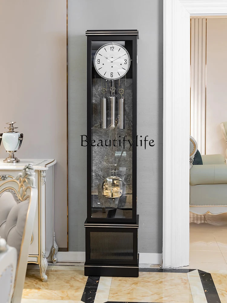 German Hermle Light Luxury the Grandfather Clock Chinese Retro Pendulum Clock Mechanical Solid Wood Large Clock