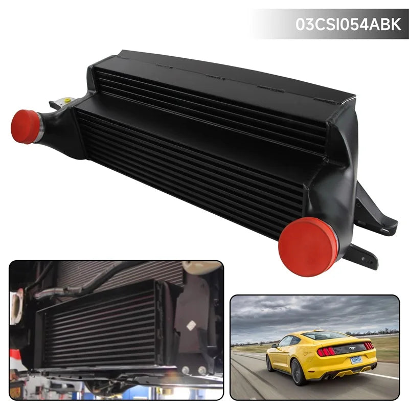 Tuning Competition Intercooler  Fits For EVO1 Ford Mustang EcoBoost  2.3L 2015-2020 Silver/Black