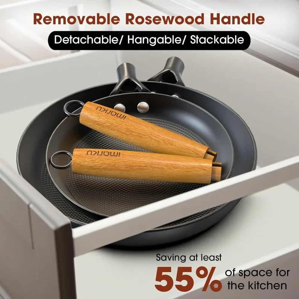 Non Stick Frying Pans - 8 inch & 10 inch Frying Pan Nonstick Set, Honeycomb Lock Oil Cast Iron Skillets, Dishwasher Safe