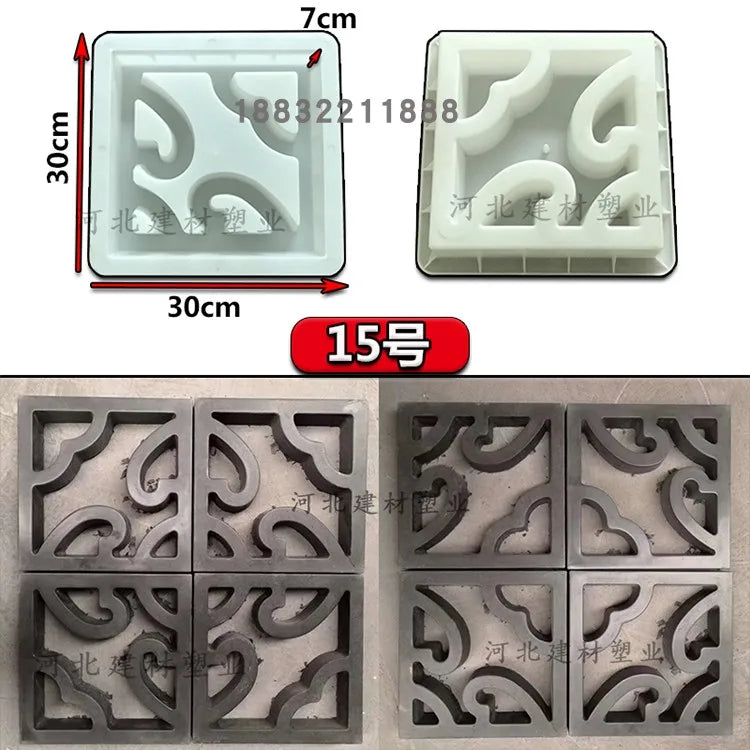 Cement Antique Brick Mold Square Garden Wall Making Brick Mould 3D Carving Anti-Slip Concrete Plastic Paving Molds