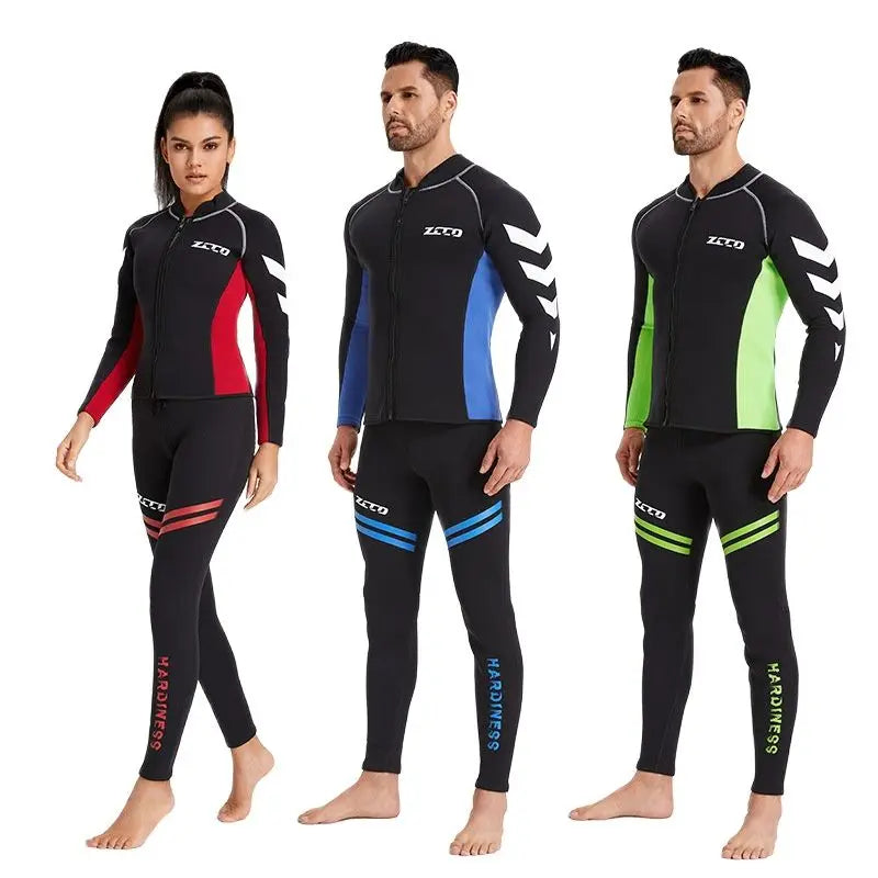 3mm Neoprene Wetsuit Men And Women's Diving Jacket Pants 2 Pieces Set Surfing Snorkeling Spearfishing Winter Thermal Swimsuit