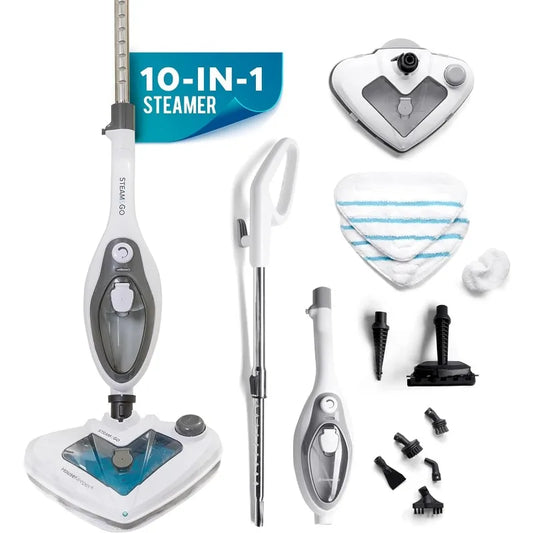 Steam and Go 10-in-1 Steam Mop - Floor Steamer with Detergent Chamber and Detachable Handle for Tile Grout, Clothes, Furniture