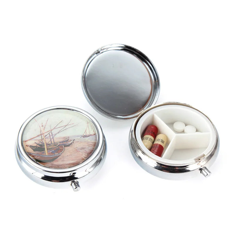 1000pcs Metal Pill Box Organizer Medicine Organizer Container Case Round Jewellery Storage Pocket Portable