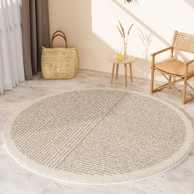 Wabi Sabi Style Round Large Area Carpet Living Room Bedroom Thickened Bedside Carpets Sofa Coffee Table Simple Log Non Slip Rug