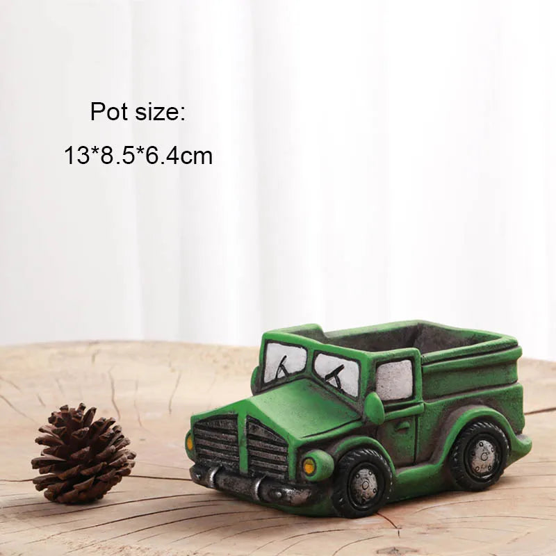 Car Flowerpot Silicone molds Car bus Design Garden plant potted Concrete Pot Mold Homemade Cement flowerpot mold tools