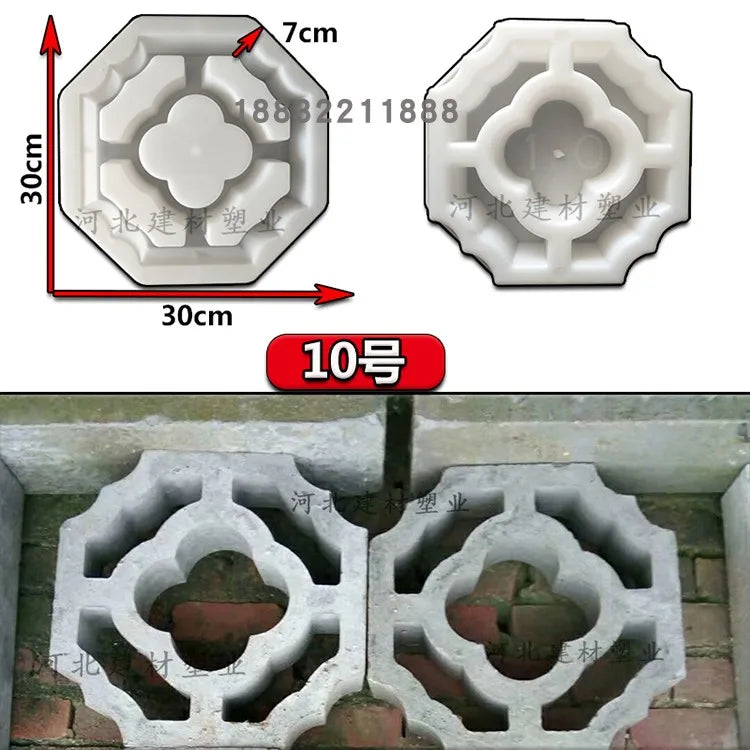 Cement Antique Brick Mold Square Garden Wall Making Brick Mould 3D Carving Anti-Slip Concrete Plastic Paving Molds