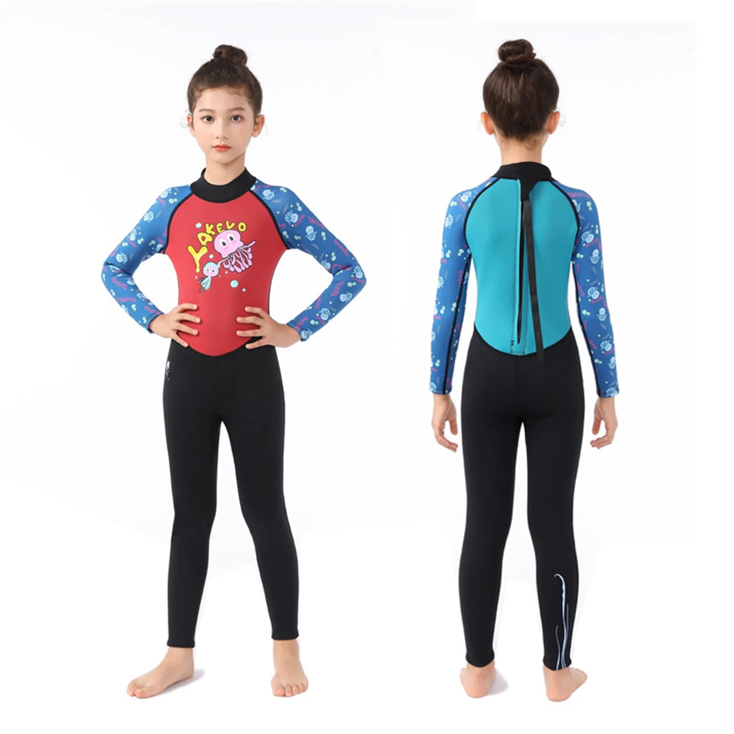 2 5mm Children Diving Suit Girl One Piece Swimsuit Warm Long Sleeved Sun Protection Surfing Suit Floating Diving  Suit