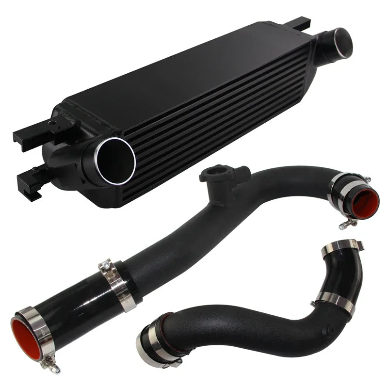 Aluminum Performance Intercooler with Pipe Kit Fit for Ford Mustang Ecoboost 2.3L 2015-2022 Black/Silver