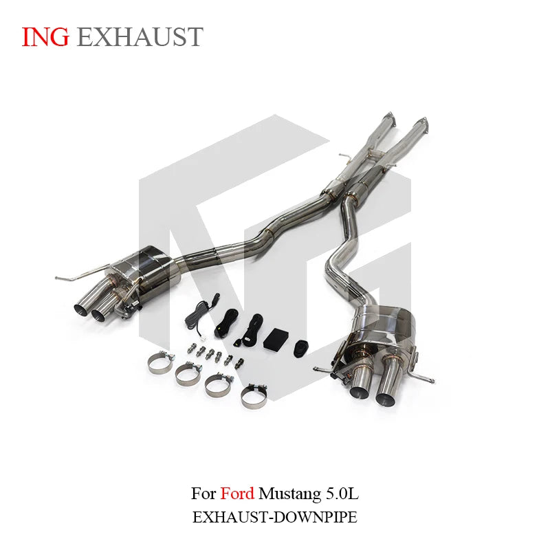 ING Performance Exhaust Valve Catback for Ford Mustang 5.0L Muffler Stainless Steel 304 Up Race Accessories Engine System