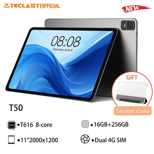 Teclast T50 2024 Tablet 11'' 2K Screen 16GB RAM 256GB ROM Unisoc T616 Octa Core Android13 Widevine L1 20MP Camera 4G LTE Call