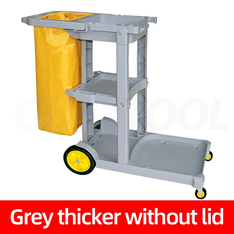 Janitorial Supplies Folding Cleaning Cart Housekeeping Cleaning Service Trolley Cart Wholesale Plastic Cleaning Trolley