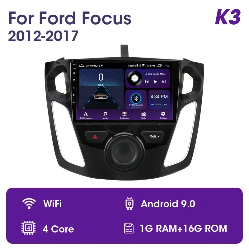 Srnubi 2 Din 9.7" Android 12 Carplay Car Radio for Ford Focus 3 Mk 3 2011 2012 - 2019 Multimedia Player 2Din GPS Auto Stereo DVD