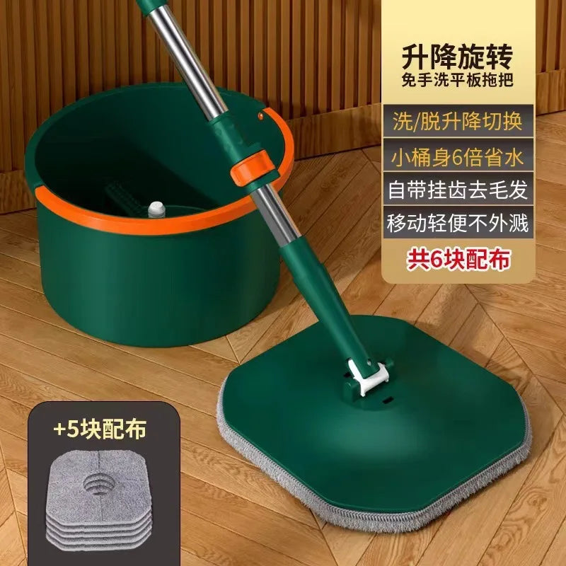 Spinning Mop with Bucket Hands Free Squeeze Mop Auto Breakaway Flat Mop Floor Cleaning Tool with Washable Microfiber Pads