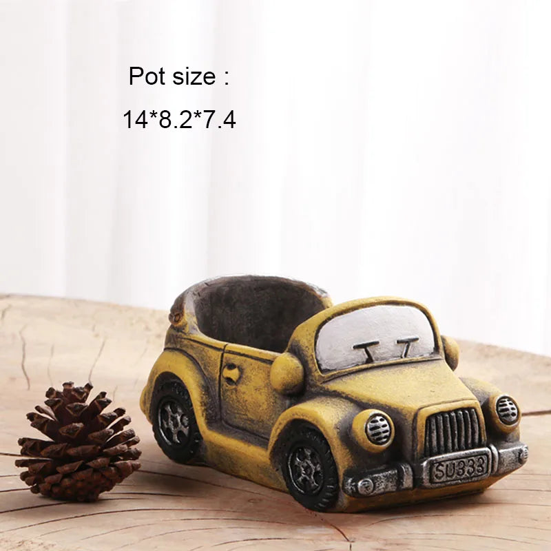 Car Flowerpot Silicone molds Car bus Design Garden plant potted Concrete Pot Mold Homemade Cement flowerpot mold tools