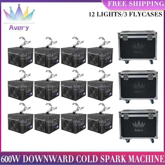 No Tax 12Pcs Hanging Upside Down Rotating Cold Spark Machine With 3PCS Flightcases  Electronic Sparkler 600w Waterfall Firework