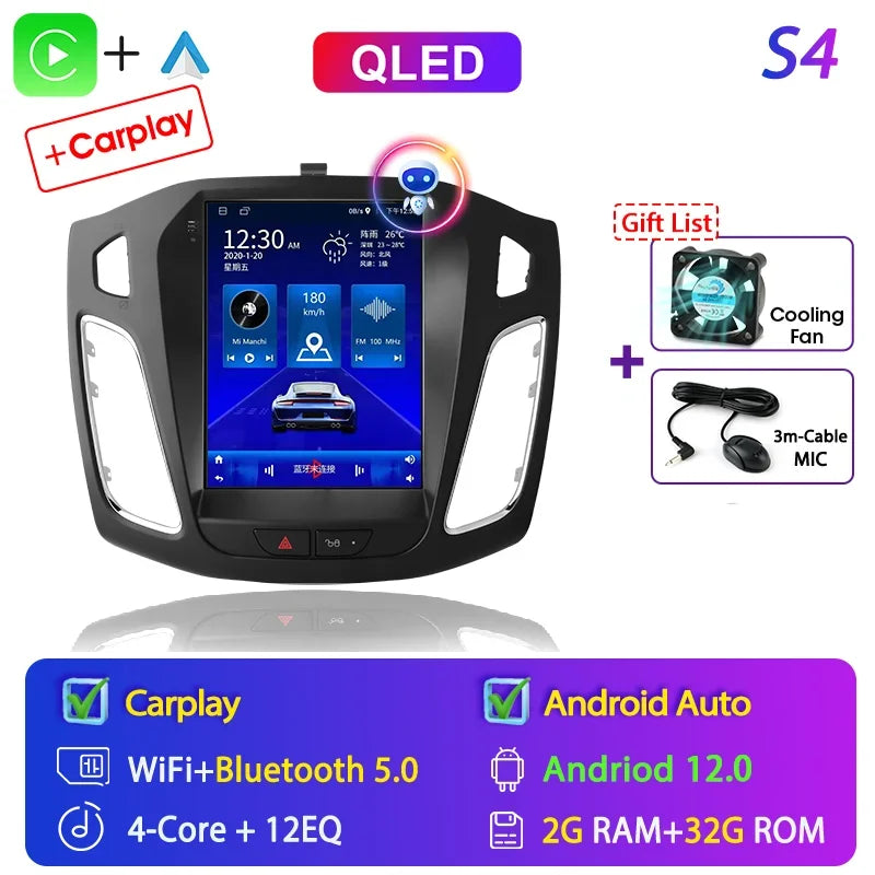 Srnubi 2 Din 9.7" Android 12 Carplay Car Radio for Ford Focus 3 Mk 3 2011 2012 - 2019 Multimedia Player 2Din GPS Auto Stereo DVD