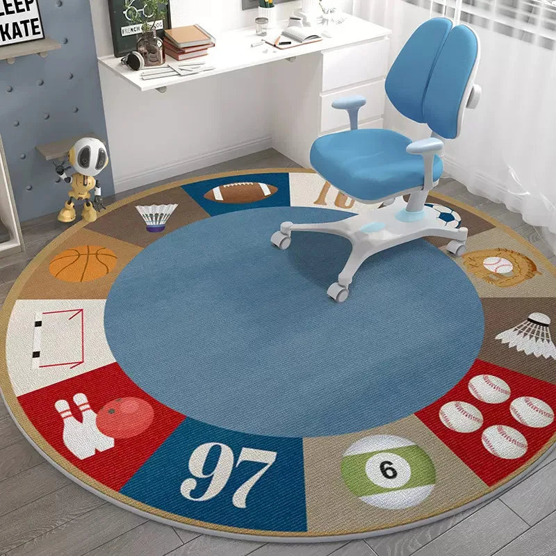 Space Astronaut Carpet for Living Room Round Universe Planet Rug for Boys Bedroom Computer Chair Mat Children Play Carpet R160cm