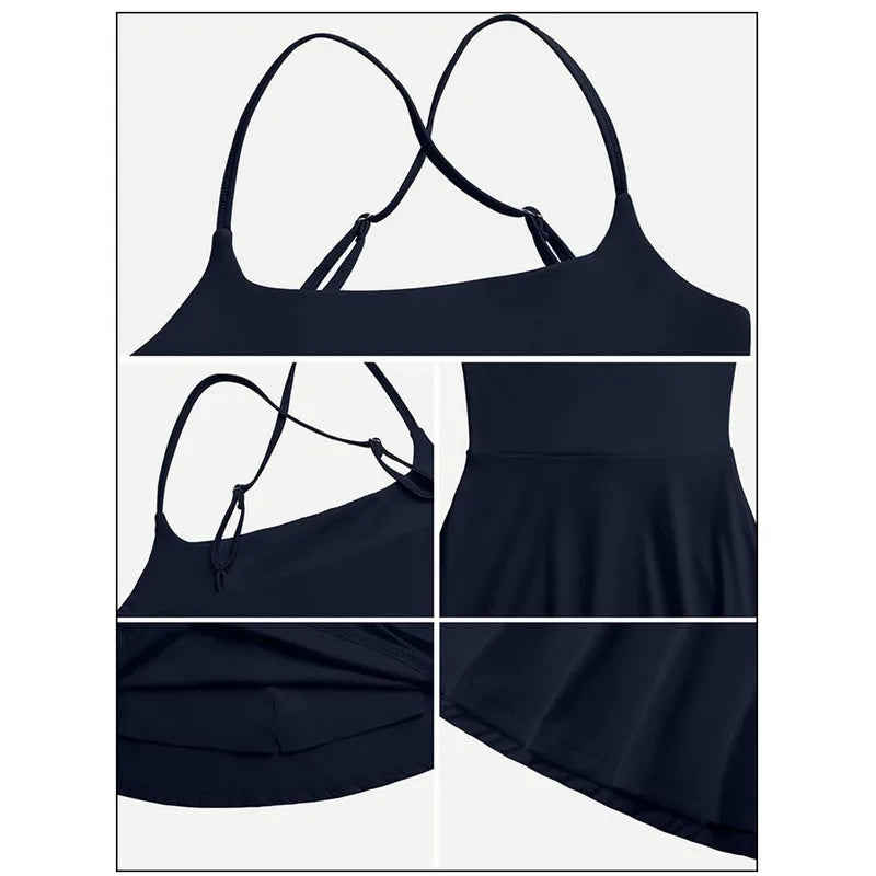 Sleeveless Mini Tennis Dress with Shorts Athletic Golf  Outfit Female Clothing