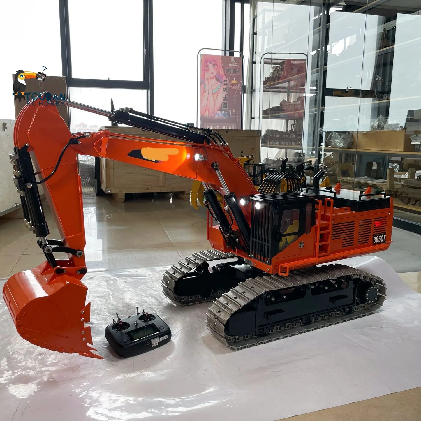 1/8 Metal 385CF Giant Hydraulic RC Excavator Radio Control Diggers Trucks Cars Dual Brushless Motor Rotating Toys for Adults