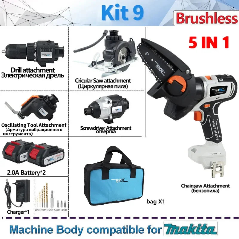 12-in-1 combo kit Cordless Brushless Recip Saw Jig saw Circular Saw Chainsaw Oscillating Tool Screw Driver For makita Battery