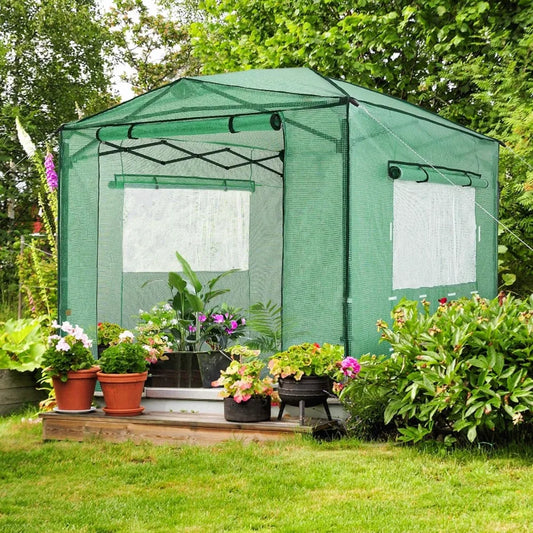 Greenhouse Garden 8'x12' Portable Greenhouse Pop-up Greenhouse Indoor Outdoor Plant Gardening Canopy Green Buildings Supplies